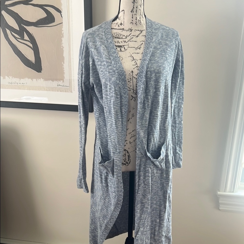 Blue Heathered Women's Sweater Cardigan